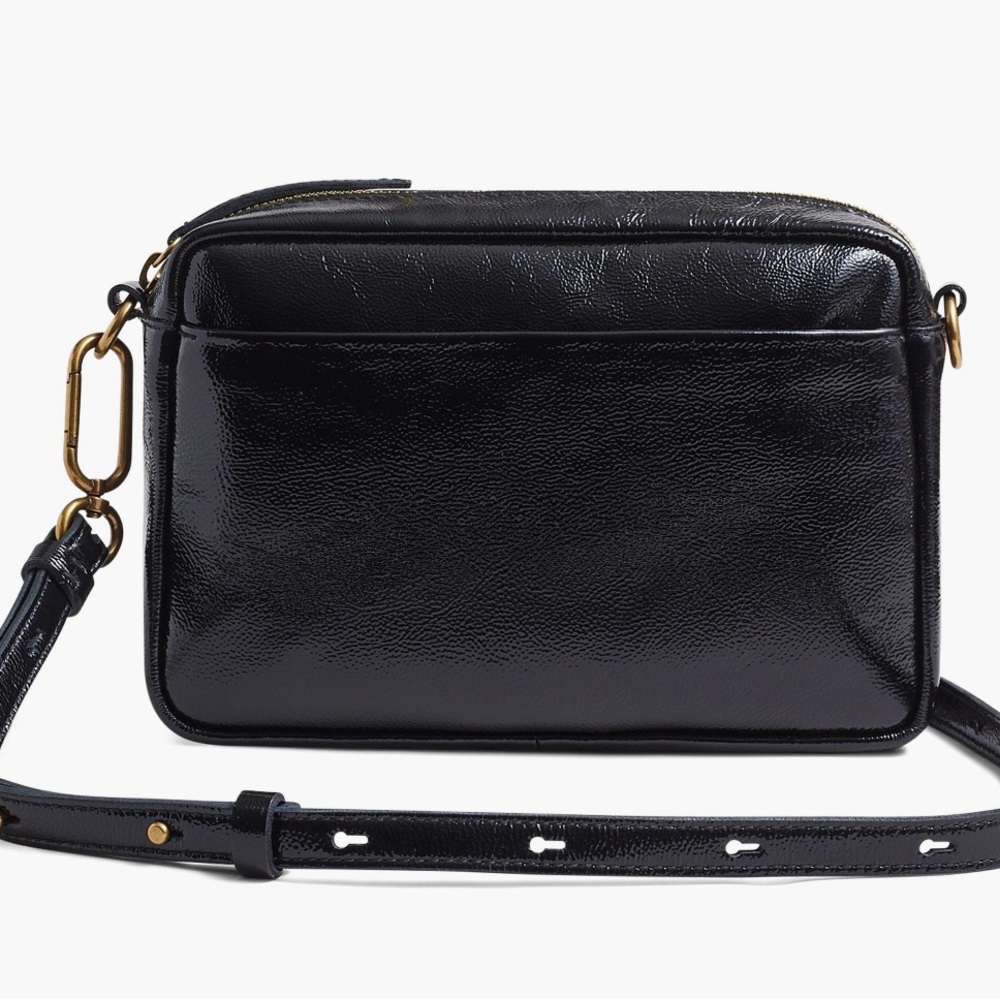 Madewell Italian Black Leather Crossbody Caribener with Gold Hardware